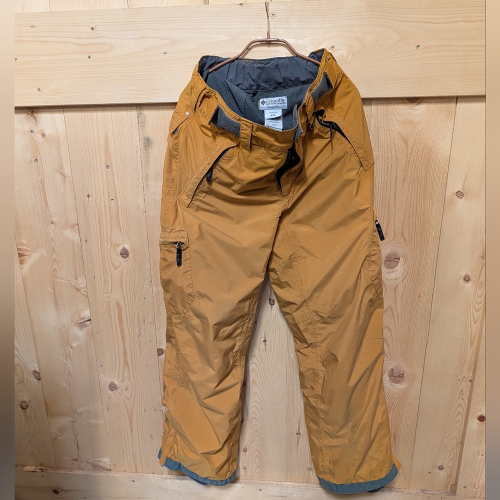 Columbia Mens Small Golden Yellow Mustard Omnitech Ski Snowboard Snow Pants